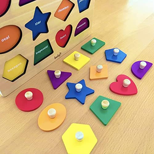 Dailyfunn Montessori Toy Shape Peg Puzzles Baby Puzzle 12-18-24 Months with Knob for Infant-Toddlers 1-3 - Image 6