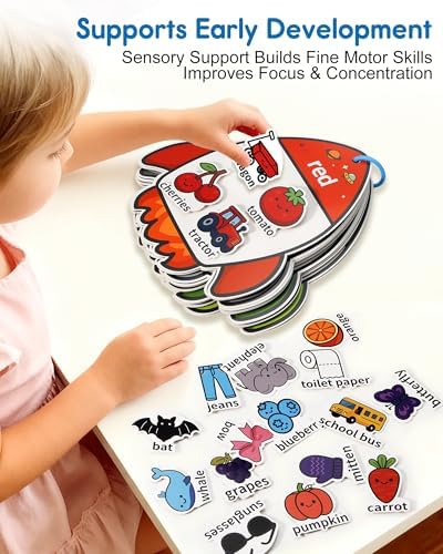 Montessori Busy Book Color Sorting Toys for Kids Ages 3+, Preschool Learning Activities & Educational Toys, Children Quiet Book with Sensory Fine Motor Skills Matching Games for Boys Girls - Image 4