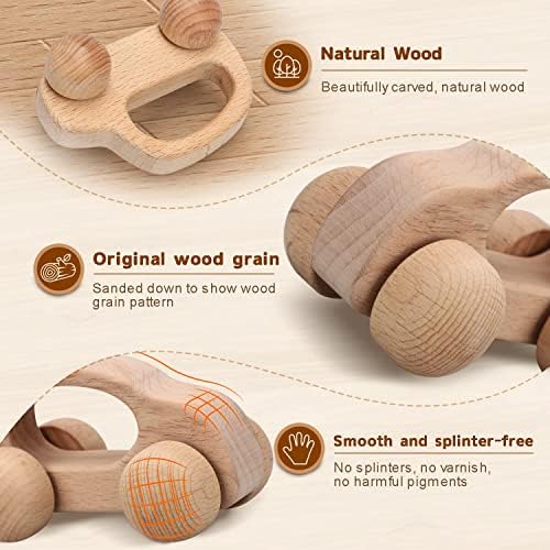 TOY Life Wooden Toys Cars, Montessori Baby Toys 6-12 Months, Wooden Baby Toys Rattle Cars for Toddlers 1-3, Baby Boy Girl Nursery Decor, Montessori Toys for 1 Year Old Boy First Birthday Gift - Image 5