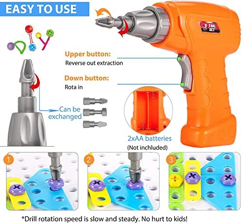 Educational Toys Building Blocks, 244 Pieces Electric Screwdriver DIY Building Toys for Boys and Girls, Educational Construction Building kit for Kids Ages 4 5 6 7 8 9 10 Year Old - Image 5