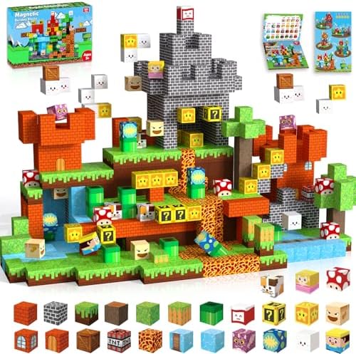 ToyUnited Magnetic Blocks-150 PCS Build Adventure Game Castle World Set - Magnetic Building Cubes Stacking, STEM Montessori Sensory Toys for Kids Boys Girls Ages 3+ Birthday Gifts by BuildCreateExplore