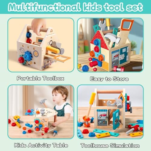 GAIETYDIY Montessori Toddler Tool Set - Wooden Kids Tools with Box/Bench - Image 3