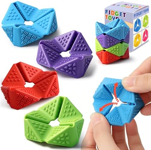 4PCS Sensory Flip Cube Fidget Toys, Quiet Fidget Toy for Kids & Adults by Unknown