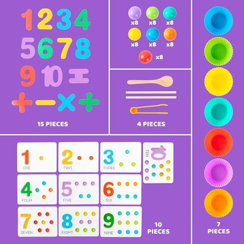 Fine Motor Toys，Wooden Peg Board Bead Game for Toddlers - Rainbow Stacking, Color Sorting & Counting Toys | Fine Motor Skills Development | Math Learning Games for 3 4 5 Years Old - Image 2