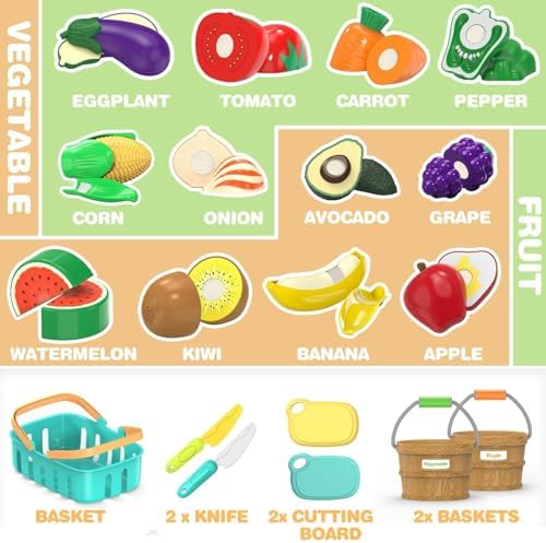 Play Food Toys for Kids Kitchen, Cutting Food Sorting Toy, Pretend Play - Image 6
