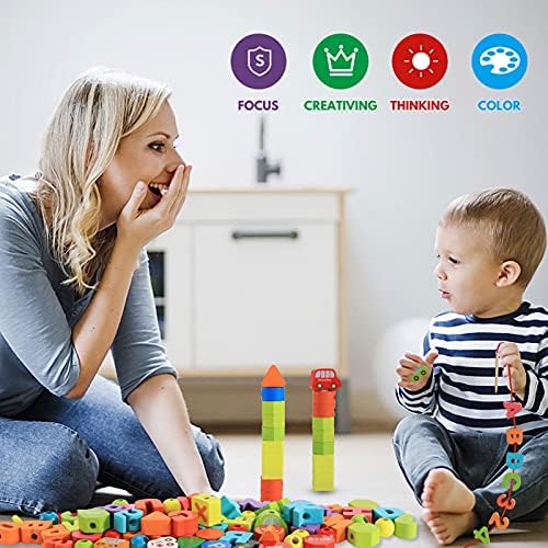 BMTOYS Wooden Lacing Toy Alphabet Number Threading Beads for Boys Girls Age 3 4 5 6 Montessori Educational Learning Birthday Gift - Image 6