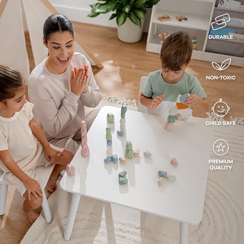 Comfy Cubs Stacking Rocks 36 Pieces, 36 Months+, Educational Toddler Stacking Blocks, Promotes Imagination, Balance & Fine Motor Skills - Wooden Rocks Sensory Toys Gift for Kid, Neutral Pack - Image 4