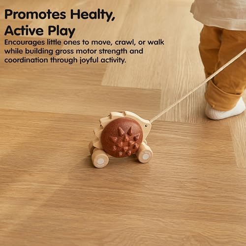 PlanToys® Wooden Pull Along Hedgehog Montessori Toddler Walking Kids Set - Image 5