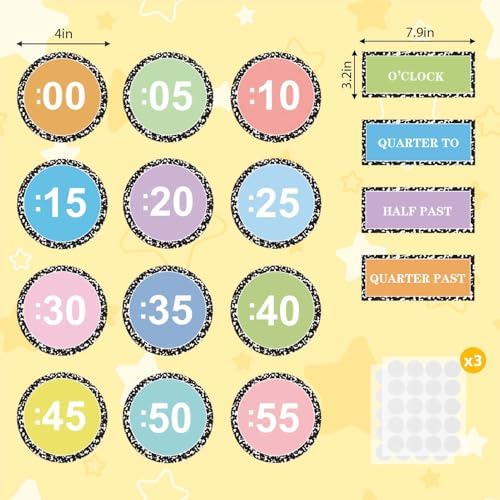16Pcs Telling Time Clock Number Bulletin Board Set 4in Composition Notebook Learning to Tell Time Teaching Clock Labels Color Clock Number Cutouts for Kids Student Elementary Math Classroom Must Haves - Image 2
