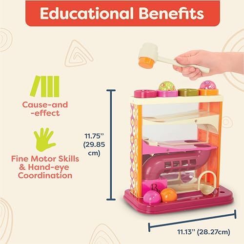 B. toys – Whack – a – Ball – Pounding Toy – Developmental Toy – 4 Colorful Balls & Hammer – Educational Toys for Toddlers – 1 Year + - Image 3