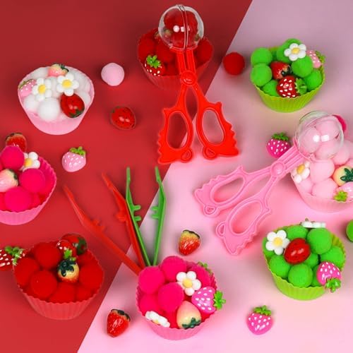 143 Pcs Strawberry Sensory Bin Items Spring Summer Counting Sorting Sensory Bin Filler Fine Motor Strawberry Counts for Valentine Sorting Counting Decor - Image 3