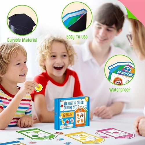 12 Pieces Magnetic Color Sorting Toys, 60 Color Magnets Educational Refrigerator Whiteboard for Baby Toddlers Kids Magnets - Image 7