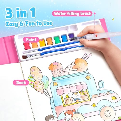 JoyCat Paint with Water Coloring Books for Toddlers, Watercolor Painting Sets for Kids Ages 3-5 4-8, Arts and Crafts Drawing Activities Toy Birthday Gifts for Boys Girls (Funfair) - Image 6