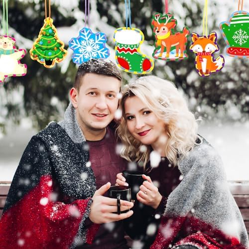 Winter Animal Lacing Cards For Kids 12 Packs Double Sided Sewing Kits Christmas Sewing Cards Educational & Learning Activities Fine Motor Skill for Boys Girls School Winter Holiday Party Supplies - Image 7