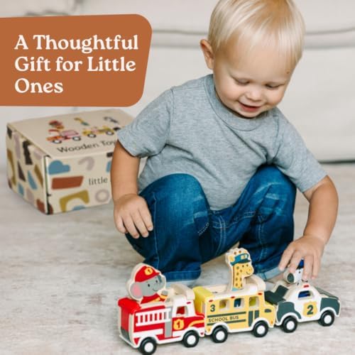 Little Acorn, Wooden Pull Back Cars with Mix & Match Characters | Montessori Toys for 1 & 2 Year Old | Car Toys for Toddlers 1-3 | Baby Toys 6-12 Months | Birthday Gifts for Boys Girls - Image 5