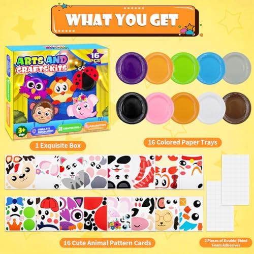 16 Pack Arts and Crafts for Kids Toddler DIY Animal Paper Plate Art Gifts - Image 2