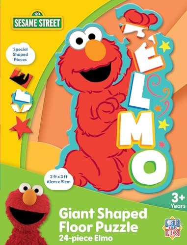 Masterpieces Sesame Street Shaped Floor Puzzle - Elmo, Jumbo 36 Piece - Ages 4+ by MasterPieces
