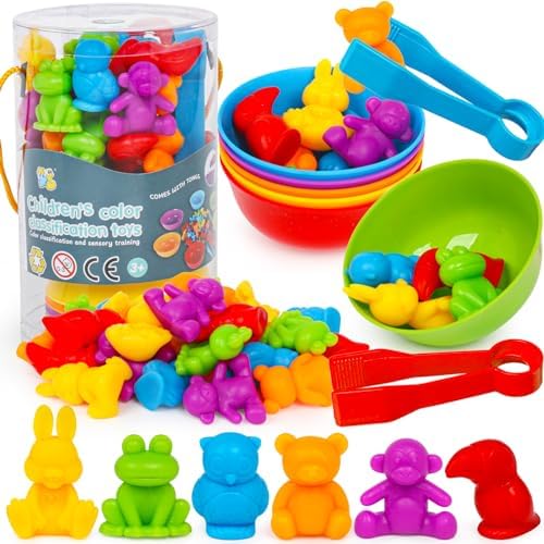 Color Sorting Toys for Kids,Counting Animals Matching Games Montessori Educational Preschol Learning Activities Sensory Traning Toys Gift for 3+ Year Old Boys Girls by FQKIOMY