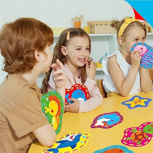 9 Pieces Kids Lacing Cards, Double Sided Sewing Cards in 9 Marine Animal Cards with 9 Colorful Laces, Imagination Development Lacing Toys Games for Children Educational and Learning Activity - Image 6