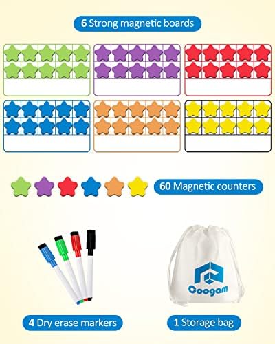 Coogam Magnetic Ten-Frame Set, Math Manipulative EVA Number Counting Games, Montessori Educational Toy Gift for Kindergarten Classroom Kids 3 4 5 Year Old - Image 2