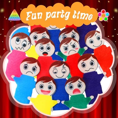 40 Pcs Feeling Finger Puppets Hand Puppets Counselor Gifts Social Emotional Learning Activities with 10 Expression Felt Finger Puppets for Autistic People - Image 4