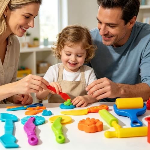 Dough Tools Sets for Kids Ages 3-8, 30 Pcs Playdough Tools Set Accessories Toys Includes Cutters Roller, Rolling Pins, Safety Scissors, Plastic Knife, Plastic Rollers - Image 5