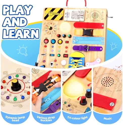 Grarain Busy Board for Toddlers - Montessori Educational Toy for 1-3 Year Old Boys & Girls | Travel-Friendly Sensory Learning Activity | Ideal for Kids with Autism(Busy Board v3) - Image 3