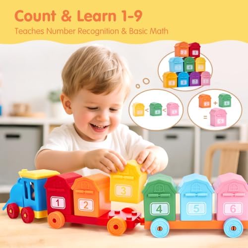 hahaland Montessori Farm Train Set, Toddler Learning Toys for 2-3 Year Olds - Image 3