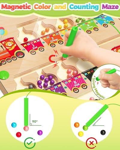Magnetic Color and Number Maze, Montessori Toys for 2 3 4 Year Old- Train - Image 2