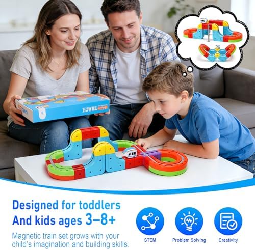 Magnetic Train Set for Kids, 3D Electric Train Set, STEM Educational Building Toy, DIY Learning Track with Vertical Climb & Upside Down Action, Gift for Toddlers Boys Girls Ages 3 4 5 6+ - Image 4