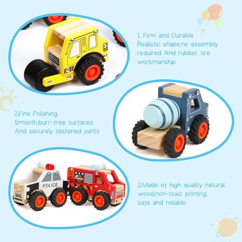 6Pcs Wooden Cars for Toddlers 1-3,Car Toys,Push and Go Vehicle,Kid Vehicle Toys,Hand Push Car Toys for 1+ Year Old,Montessori - Image 3