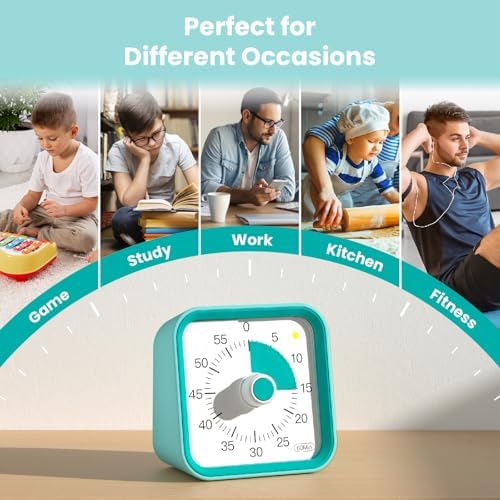 Visual Timer for Kids, Cute Timer with Pause Function, Green - Image 6