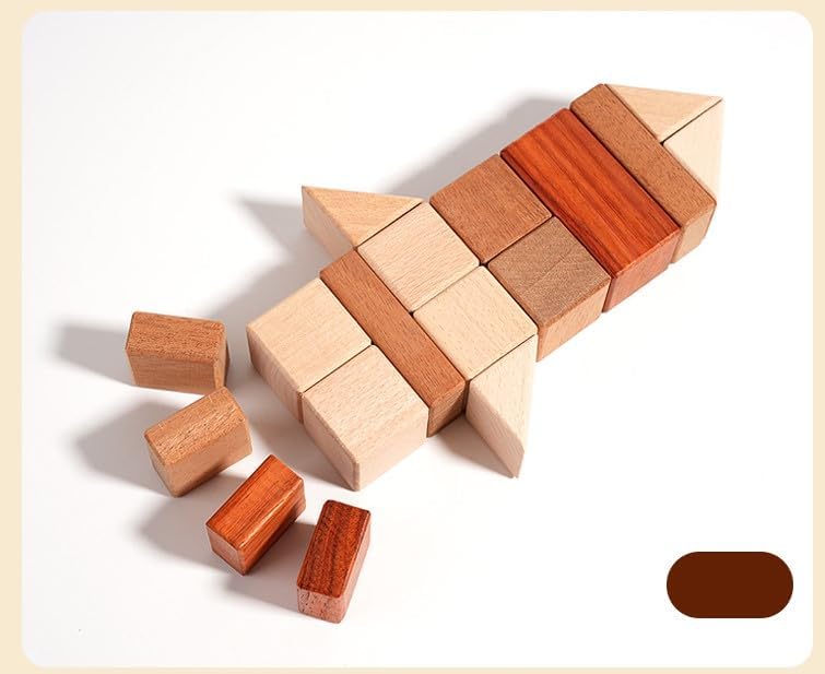 29 Pcs Wooden Building Block Toy, Natural Wood Blocks Set for Kids - Image 3