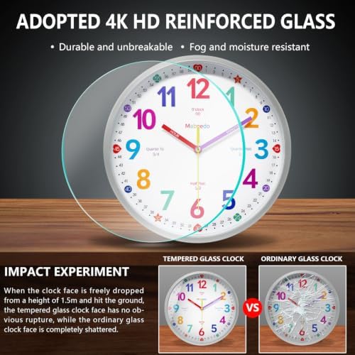 Colorful 8” Silent Learning Teaching Wall Clock for Kids Classroom - Image 5