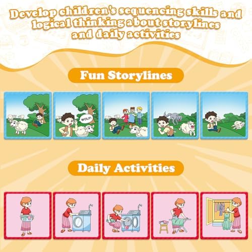Kasfalci Sequencing Cards,Sequence Board Game for Kids,Speech Therapy Materials Toys for Autism,Story Storytelling,Social Skills,Sentence Building,Preschool Learning Activities,Classroom & Homeschool - Image 2