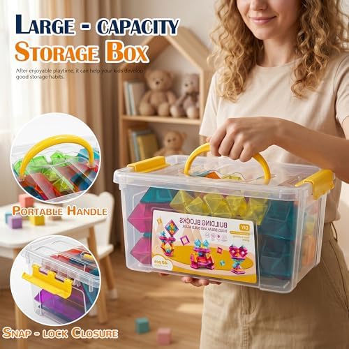 STEM Building Blocks Set for Toddlers 2-5,40Pcs 3D Transparent Blocks Toy,DIY Pyramid Stacking Toy for Toddlers 2 3 4,STEM Preschool Learning Activities for Kids,Sensory Gifts for Age of 3-6 Boy&Girl - Image 5