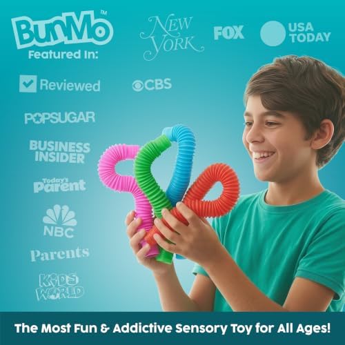 BUNMO Pop Tubes - Sensory Toys - Fidget Toys - Imaginative Play & Stimulating Creative Learning - Hours of Fun for Kids - Tons of Ways to Play - Non-Mouthable Toy 3+ - 30 Pack Large - Image 3