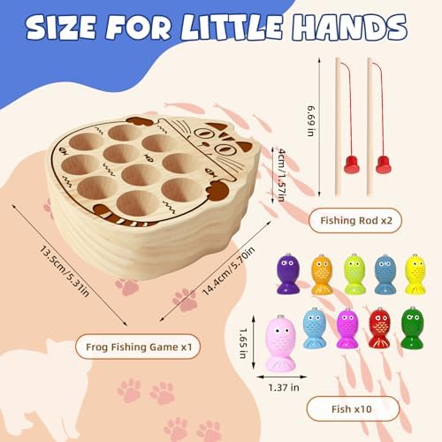 Wooden Magnetic Fishing Game for Toddlers 1-3, Montessori Sensory Busy Board Fine Motor Skills Toys for 1 2 3 Years Old Boys Girls - Image 4