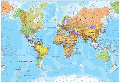 Maps International World Wall Map - Map of The World Poster - 23 x 33 - Front Lamination - Updated 2025 by MapsInternational