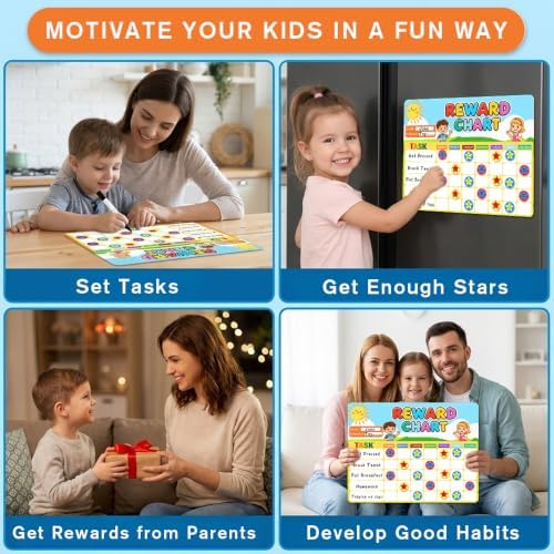 Magnetic Reward Chart, Dry Erase Weekly Behavior Chore Chart with 1 Markers, Reusable Fridge Responsibility Incentive Daily Routine Task Tracker for Potty Training Home School - Image 3