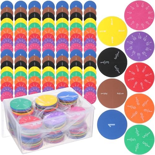 Sayglossy 15 Sets Fraction Circles Fraction Manipulatives for Preschool Elementary School Educational Math Learning Manipulatives for Teacher Bulk with Storage Box by Sayglossy