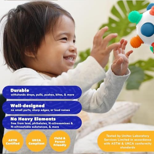 Mobi Woblii Sensory Ball for Babies - Montessori Teething Toy with Satisfying Pop, Food-Grade Silicone Baby Teether for 3 Months+, BPA & Phthalate Free Activity Toy - Image 4