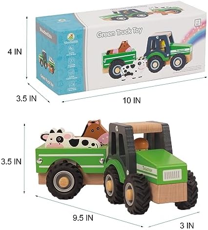 Wooden Tractor Toys for Toddlers 1-3,Baby Vehicle Hand Push Car - Image 3