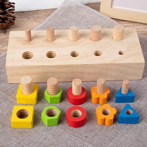 Children Nut Bolts Education Toys Montessori Color Shape Wooden Sensory Toy Kids Fine Motor Skill Screw Board Matching Cognition Game - Image 4