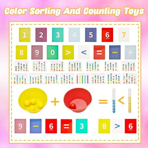 132 Pcs Counting and Color Sorting Toys Math Manipulatives Match Games Educational Learning Fine Motor Skills for Kids Preschool Kindergarten Learning Activities - Image 3
