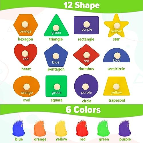 Jumlys Montessori Toys for Toddlers 1, 2, 3 Year Old, Wooden Shape Learning Puzzles for Baby 12-18-24 Months, Early Educational Toys, Perfect Christmas Birthday Gifts for Boys & Girls Age 1-3 - Image 5