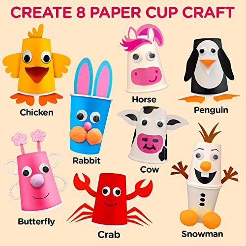 Arts and Crafts for Toddlers & Kids Ages 3-5 – Paper Cup Craft Kit, 8 Animal Projects – Fun Preschool Activity for Girls & Boys - Image 2