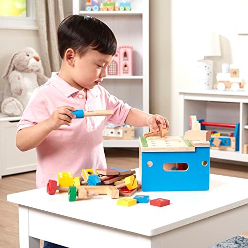 Melissa & Doug Hammer and Saw Tool Bench - Wooden Building Set (32 pcs),Multicolor,1Size - Image 7