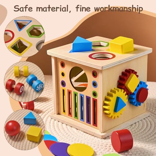 TOMMYHOME Wooden Montessori Multifunctional Sensory Box 8-in-1,Help Children Improve Their Arithmetic Skills and Color Recognition abilities.Coin Box - Image 6