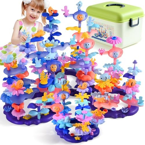 Doloowee 156Pcs Marine Coral Flower Garden Building Toys for Girls Age 3-8 by WelcometotheDoloowee